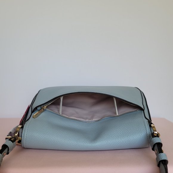 KATE SPADE Hudson Medium Pebbled Leather Flap Convertible Shoulder Bag- Ocean B⭐ - Picture 8 of 16